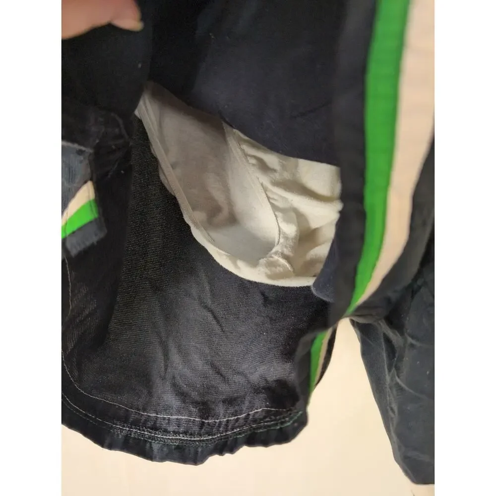 Vintage Nike black green trim nylon running shorts Size XL Lined Retro Athletic